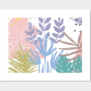 Tropical Pastel Abstract Botanical Posters and Art